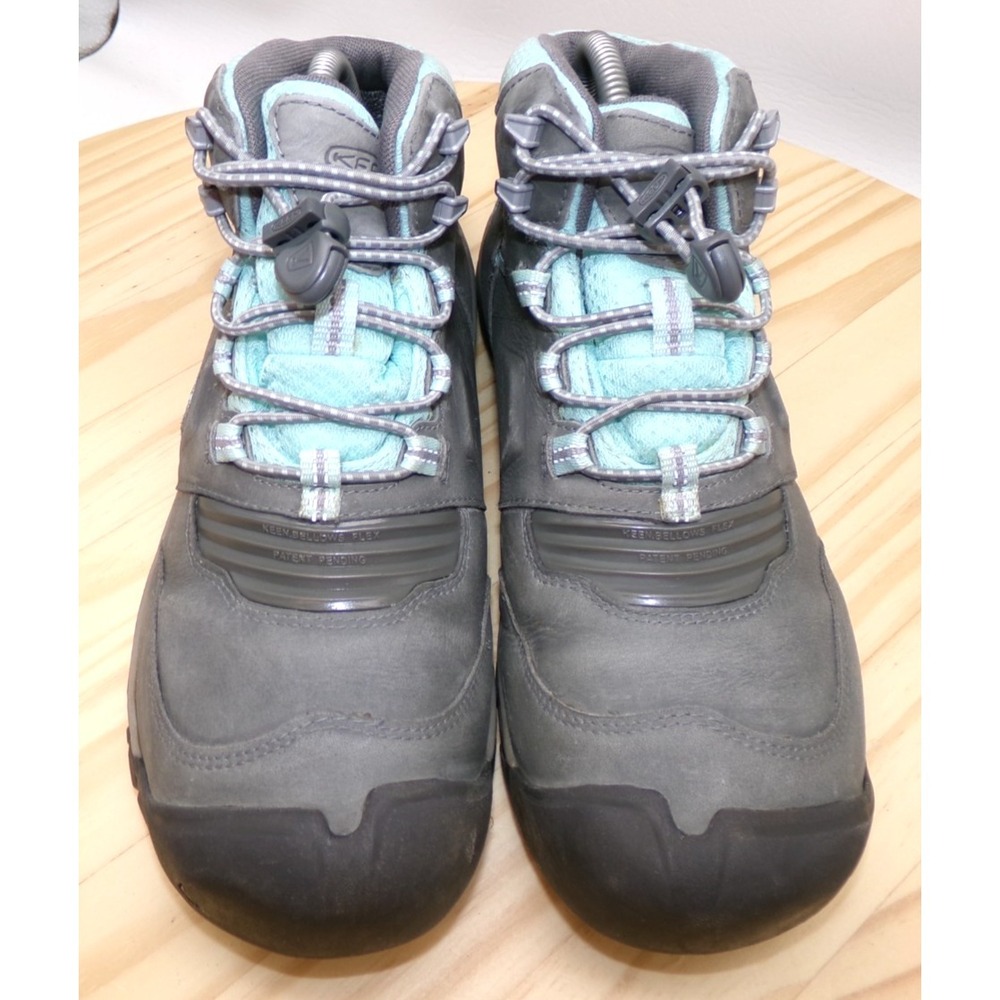 KEEN Ridge Flex Mid Waterproof Hiking Boots Grey/Blue Big Kids Sz‎ 7 / Women 8.5